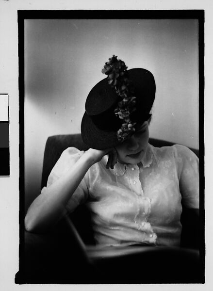 [Thirty-One 35mm Film Frames on Uncut Roll: Portraits of Anne Harvey Wearing Floral Hat], Walker Evans (American, St. Louis, Missouri 1903–1975 New Haven, Connecticut), Film negative 