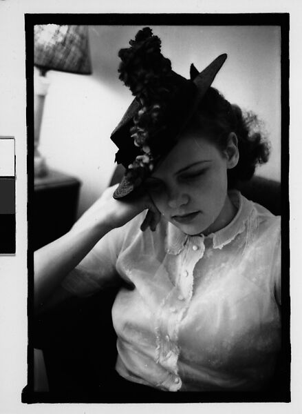 [Thirty-One 35mm Film Frames on Uncut Roll: Portraits of Anne Harvey Wearing Floral Hat], Walker Evans (American, St. Louis, Missouri 1903–1975 New Haven, Connecticut), Film negative