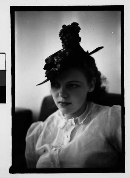 [Thirty-One 35mm Film Frames on Uncut Roll: Portraits of Anne Harvey Wearing Floral Hat], Walker Evans (American, St. Louis, Missouri 1903–1975 New Haven, Connecticut), Film negative