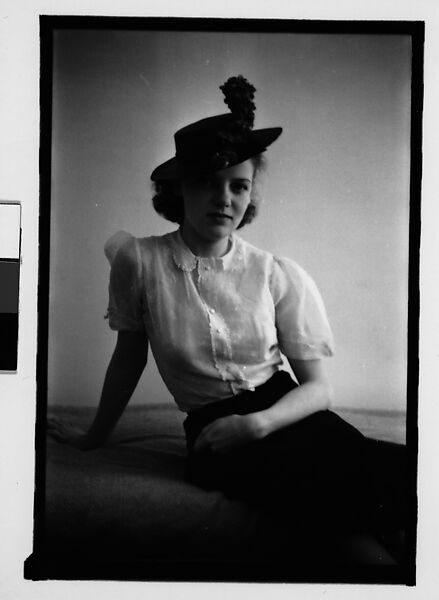[Thirty-One 35mm Film Frames on Uncut Roll: Portraits of Anne Harvey Wearing Floral Hat], Walker Evans (American, St. Louis, Missouri 1903–1975 New Haven, Connecticut), Film negative
