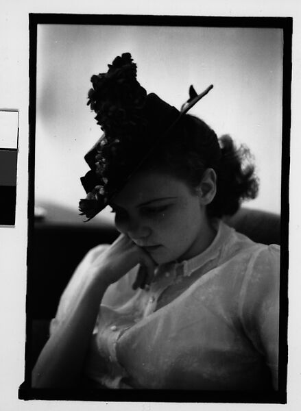 [Thirty-One 35mm Film Frames on Uncut Roll: Portraits of Anne Harvey Wearing Floral Hat], Walker Evans (American, St. Louis, Missouri 1903–1975 New Haven, Connecticut), Film negative