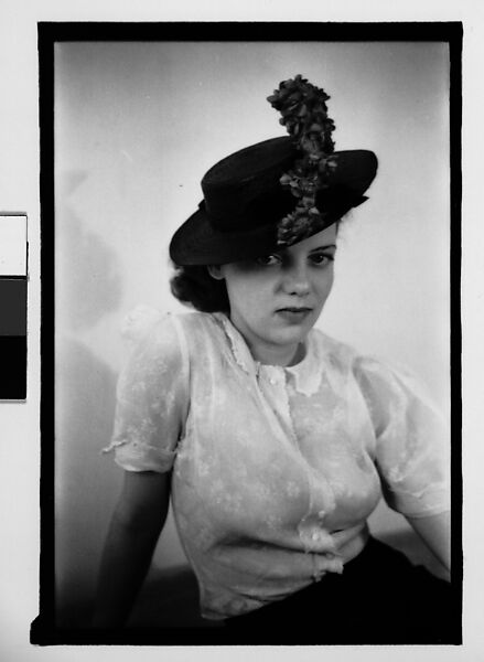 [Thirty-One 35mm Film Frames on Uncut Roll: Portraits of Anne Harvey Wearing Floral Hat], Walker Evans (American, St. Louis, Missouri 1903–1975 New Haven, Connecticut), Film negative