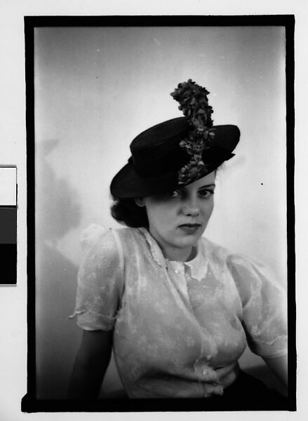 [Thirty-One 35mm Film Frames on Uncut Roll: Portraits of Anne Harvey Wearing Floral Hat], Walker Evans (American, St. Louis, Missouri 1903–1975 New Haven, Connecticut), Film negative