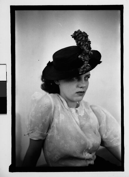[Thirty-One 35mm Film Frames on Uncut Roll: Portraits of Anne Harvey Wearing Floral Hat], Walker Evans (American, St. Louis, Missouri 1903–1975 New Haven, Connecticut), Film negative