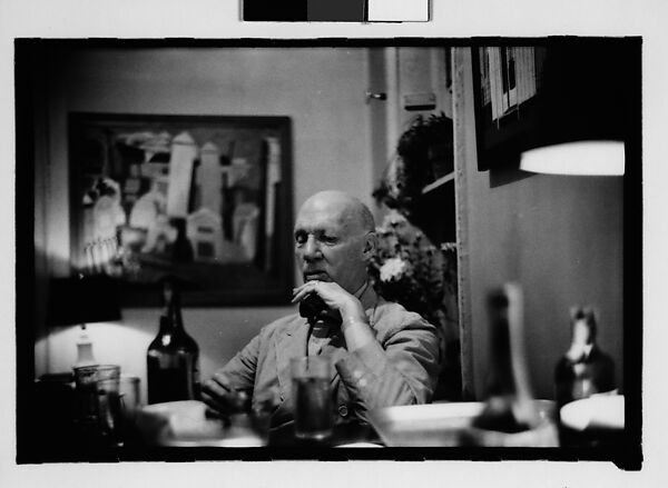 [Twelve 35mm Film Frames on Uncut Roll:  Portraits of Anne, Dorothy, and Harry Harvey in Their Apartment at 441 East 92nd Street, Showing A Painting by Walker Evans of A Florida Beach Shack and a WPA Painting by Jane Ninas Entitled "Cemetery"], Walker Evans (American, St. Louis, Missouri 1903–1975 New Haven, Connecticut), Film negative