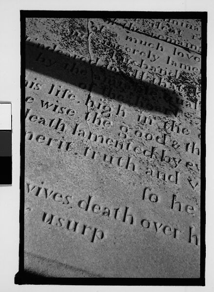 [Thirty 35mm Film Frames on Uncut Roll: of Headstones, A War Medallion, and An Abandoned House Next to A Lumberyard, New Castle, Delaware and Washington, D.C.], Walker Evans (American, St. Louis, Missouri 1903–1975 New Haven, Connecticut), Film negative