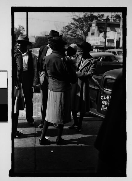 [Thirty-One 35mm Film Frames on Uncut Roll of People on Street, Including 3 of A Tintype Photographer at Work, Tallahassee, Florida], Walker Evans (American, St. Louis, Missouri 1903–1975 New Haven, Connecticut), Film negative