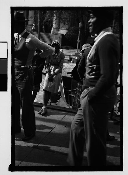 [Thirty-One 35mm Film Frames on Uncut Roll of People on Street, Including 3 of A Tintype Photographer at Work, Tallahassee, Florida], Walker Evans (American, St. Louis, Missouri 1903–1975 New Haven, Connecticut), Film negative