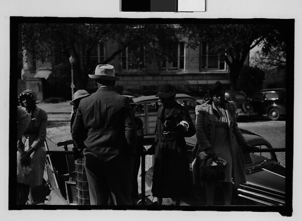 [Thirty-One 35mm Film Frames on Uncut Roll of People on Street, Including 3 of A Tintype Photographer at Work, Tallahassee, Florida], Walker Evans (American, St. Louis, Missouri 1903–1975 New Haven, Connecticut), Film negative