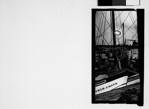 [Ten 35mm Film Frames on Uncut Roll: 8 Views of Sponge Diving Boats and Sponges Drying at Dock, and 2 Shadow Self-Portraits at Dock, Tarpon Springs, Florida], Walker Evans (American, St. Louis, Missouri 1903–1975 New Haven, Connecticut), Film negative