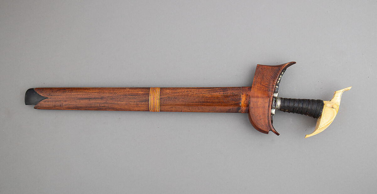 Kris with Sheath, Steel, ivory, silver, gold, wood, Philippine, Tawi-Tawi