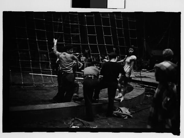 [Twenty-Eight 35mm Film Frames on Uncut Roll of a Circus at Madison Square Garden, New York City, Including Performers and Stage Crew], Walker Evans (American, St. Louis, Missouri 1903–1975 New Haven, Connecticut), Film negative