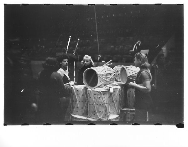 [Thirty-Seven 35mm Film Frames on Uncut Roll of a Circus at Madison Square Garden, New York City, Including Performers and Stage Crew During Rehearsal and Set-Up, and Prop Studies], Walker Evans (American, St. Louis, Missouri 1903–1975 New Haven, Connecticut), Film negative