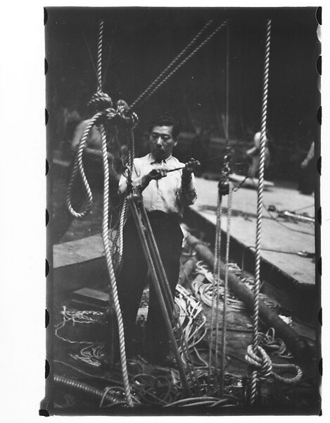 [Thirty-Seven 35mm Film Frames on Uncut Roll of a Circus at Madison Square Garden, New York City, Including Performers and Stage Crew During Rehearsal and Set-Up, and Prop Studies], Walker Evans (American, St. Louis, Missouri 1903–1975 New Haven, Connecticut), Film negative