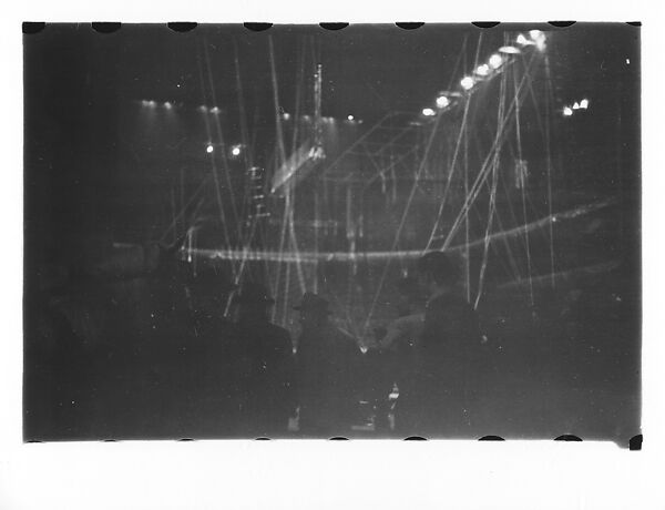 [Thirty-Seven 35mm Film Frames on Uncut Roll of a Circus at Madison Square Garden, New York City, Including Performers and Stage Crew During Rehearsal and Set-Up, and Prop Studies], Walker Evans (American, St. Louis, Missouri 1903–1975 New Haven, Connecticut), Film negative