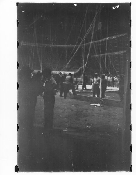 [Thirty-Seven 35mm Film Frames on Uncut Roll of a Circus at Madison Square Garden, New York City, Including Performers and Stage Crew During Rehearsal and Set-Up, and Prop Studies], Walker Evans (American, St. Louis, Missouri 1903–1975 New Haven, Connecticut), Film negative