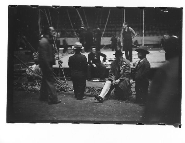 [Thirty-Seven 35mm Film Frames on Uncut Roll of a Circus at Madison Square Garden, New York City, Including Performers and Stage Crew During Rehearsal and Set-Up, and Prop Studies], Walker Evans (American, St. Louis, Missouri 1903–1975 New Haven, Connecticut), Film negative