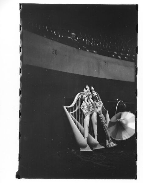 [Thirty-Seven 35mm Film Frames on Uncut Roll of a Circus at Madison Square Garden, New York City, Including Performers and Stage Crew During Rehearsal and Set-Up, and Prop Studies], Walker Evans (American, St. Louis, Missouri 1903–1975 New Haven, Connecticut), Film negative