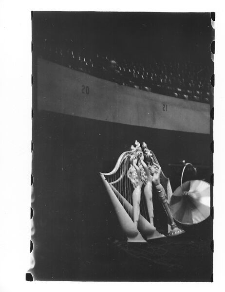 [Thirty-Seven 35mm Film Frames on Uncut Roll of a Circus at Madison Square Garden, New York City, Including Performers and Stage Crew During Rehearsal and Set-Up, and Prop Studies], Walker Evans (American, St. Louis, Missouri 1903–1975 New Haven, Connecticut), Film negative