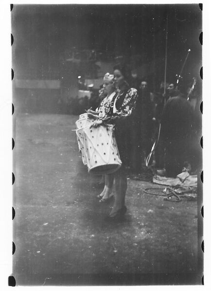 [Thirty-Seven 35mm Film Frames on Uncut Roll of a Circus at Madison Square Garden, New York City, Including Performers and Stage Crew During Rehearsal and Set-Up, and Prop Studies], Walker Evans (American, St. Louis, Missouri 1903–1975 New Haven, Connecticut), Film negative