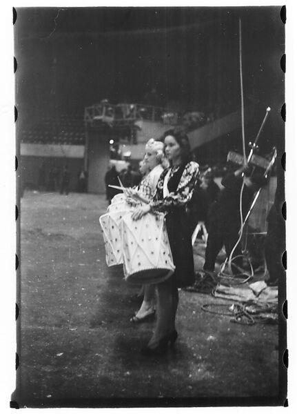 [Thirty-Seven 35mm Film Frames on Uncut Roll of a Circus at Madison Square Garden, New York City, Including Performers and Stage Crew During Rehearsal and Set-Up, and Prop Studies], Walker Evans (American, St. Louis, Missouri 1903–1975 New Haven, Connecticut), Film negative