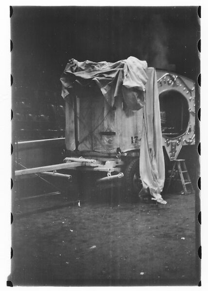 [Thirty-Seven 35mm Film Frames on Uncut Roll of a Circus at Madison Square Garden, New York City, Including Performers and Stage Crew During Rehearsal and Set-Up, and Prop Studies], Walker Evans (American, St. Louis, Missouri 1903–1975 New Haven, Connecticut), Film negative