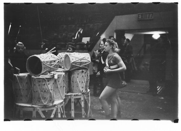 [Thirty-Seven 35mm Film Frames on Uncut Roll of a Circus at Madison Square Garden, New York City, Including Performers and Stage Crew During Rehearsal and Set-Up, and Prop Studies], Walker Evans (American, St. Louis, Missouri 1903–1975 New Haven, Connecticut), Film negative