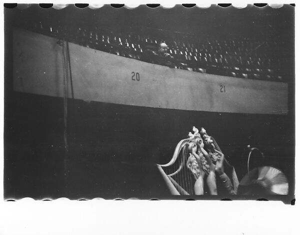 [Thirty-Seven 35mm Film Frames on Uncut Roll of a Circus at Madison Square Garden, New York City, Including Performers and Stage Crew During Rehearsal and Set-Up, and Prop Studies], Walker Evans (American, St. Louis, Missouri 1903–1975 New Haven, Connecticut), Film negative