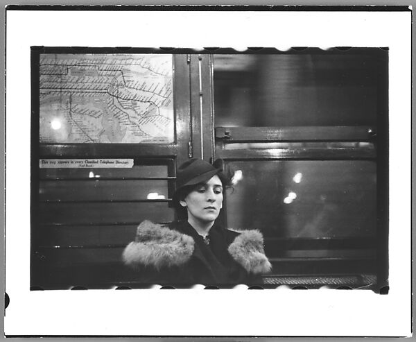 [Four 35mm Film Frames: View Down Subway Car with Seated Passengers, Seated Subway Passengers, Helen Levitt on the Subway, New York City], Walker Evans (American, St. Louis, Missouri 1903–1975 New Haven, Connecticut), Film negative