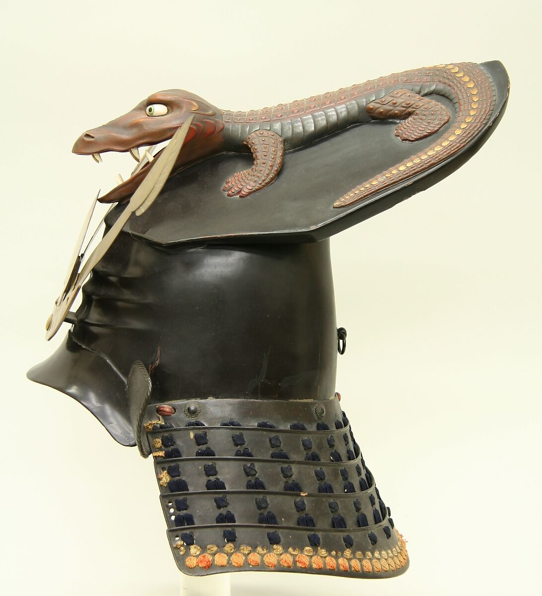 Helmet (Kawari Kabuto), Iron, lacquer, leather, silk, wood, gesso, shakudō, bone, pigments, Japanese 