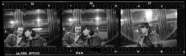 [Three 35mm Film Frames: Subway Passengers, New York City: Two Women, Woman in Face-Veiled Hat], Walker Evans (American, St. Louis, Missouri 1903–1975 New Haven, Connecticut), Film negative