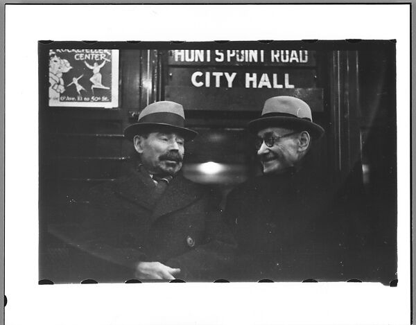 [Five 35mm Film Frames: Subway Passengers, New York City: Two Men Beneath "City Hall" Sign, Two Women], Walker Evans (American, St. Louis, Missouri 1903–1975 New Haven, Connecticut), Film negative