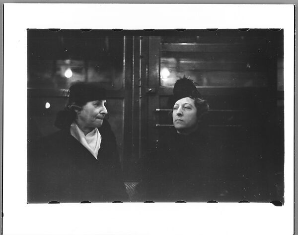 [Five 35mm Film Frames: Subway Passengers, New York City: Two Men Beneath "City Hall" Sign, Two Women], Walker Evans (American, St. Louis, Missouri 1903–1975 New Haven, Connecticut), Film negative