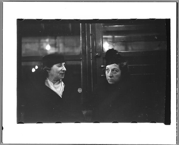 [Five 35mm Film Frames: Subway Passengers, New York City: Two Men Beneath "City Hall" Sign, Two Women], Walker Evans (American, St. Louis, Missouri 1903–1975 New Haven, Connecticut), Film negative