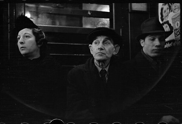 [Three 35mm Film Frames: Subway Passengers, New York City: Woman, Two Men], Walker Evans (American, St. Louis, Missouri 1903–1975 New Haven, Connecticut), Film negative
