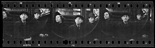 [Three 35mm Film Frames: Subway Passengers, New York City: Woman, Two Men], Walker Evans (American, St. Louis, Missouri 1903–1975 New Haven, Connecticut), Film negative