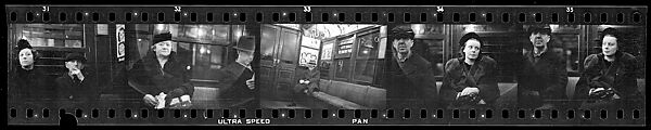 [Five 35mm Film Frames: Subway Passengers, New York City: Men and Women], Walker Evans (American, St. Louis, Missouri 1903–1975 New Haven, Connecticut), Film negative