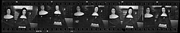 [Five 35mm Film Frames: Subway Passengers, New York City: Two Nuns], Walker Evans (American, St. Louis, Missouri 1903–1975 New Haven, Connecticut), Film negative
