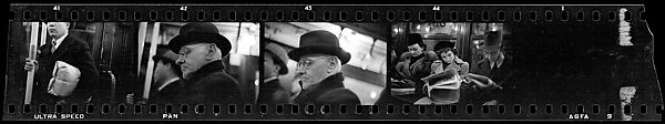 [Four 35mm Film Frames: Subway Passengers, New York City], Walker Evans (American, St. Louis, Missouri 1903–1975 New Haven, Connecticut), Film negative