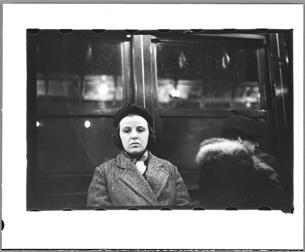 [Three 35mm Film Frames: Subway Passengers, New York City: Woman and Man Beneath "7th Ave Local" Sign, Woman in Overcoat], Walker Evans (American, St. Louis, Missouri 1903–1975 New Haven, Connecticut), Film negative