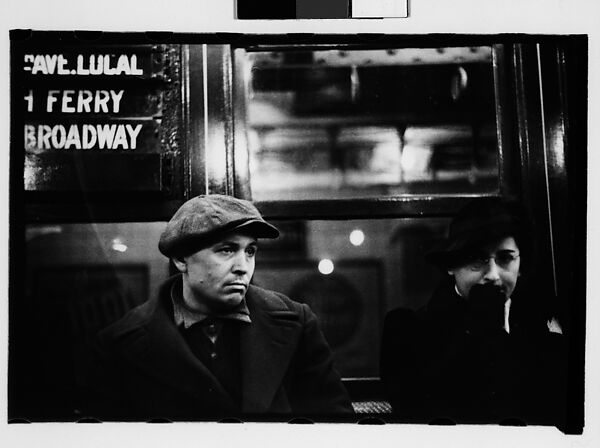[Three 35mm Film Frames: Subway Passengers, New York City: Man in Cap, Woman in Hat and Gloves], Walker Evans (American, St. Louis, Missouri 1903–1975 New Haven, Connecticut), Film negative