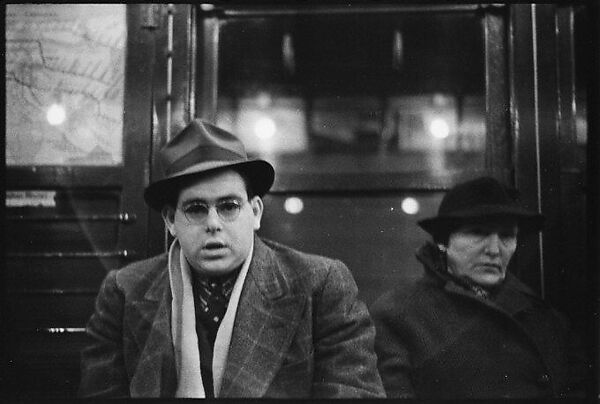 [Five 35mm Film Frames: Subway Passengers, New York City:  Man in Hat and Scarf, Elderly Woman, Woman in Flower-Brim Hat with Dog], Walker Evans (American, St. Louis, Missouri 1903–1975 New Haven, Connecticut), Film negative