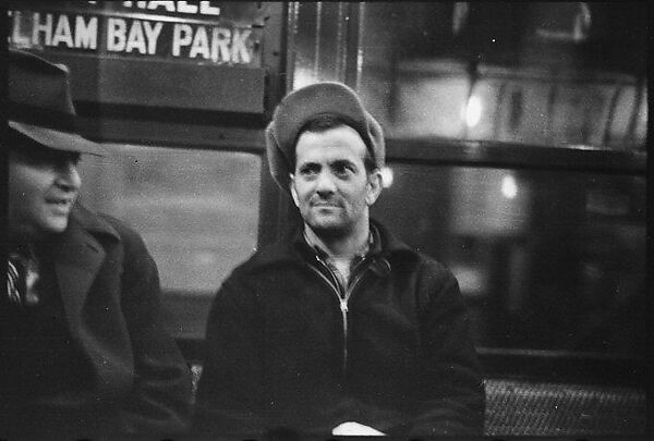 [Four 35mm Film Frames: Subway Passengers, New York City:  Woman with Flower-Brim Hat and Dog, Two Men in Conversation, Man in Cap], Walker Evans (American, St. Louis, Missouri 1903–1975 New Haven, Connecticut), Film negative