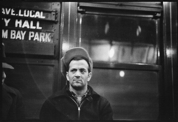 [Four 35mm Film Frames: Subway Passengers, New York City:  Woman with Flower-Brim Hat and Dog, Two Men in Conversation, Man in Cap], Walker Evans (American, St. Louis, Missouri 1903–1975 New Haven, Connecticut), Film negative