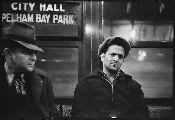 [Four 35mm Film Frames: Subway Passengers, New York City:  Woman with Flower-Brim Hat and Dog, Two Men in Conversation, Man in Cap], Walker Evans (American, St. Louis, Missouri 1903–1975 New Haven, Connecticut), Film negative