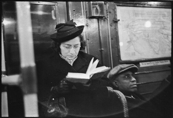 [Five 35mm Film Frames: Subway Passengers, New York City: Man in Cap Reading Newspaper, Standee Reading Book, Seated Man], Walker Evans (American, St. Louis, Missouri 1903–1975 New Haven, Connecticut), Film negative