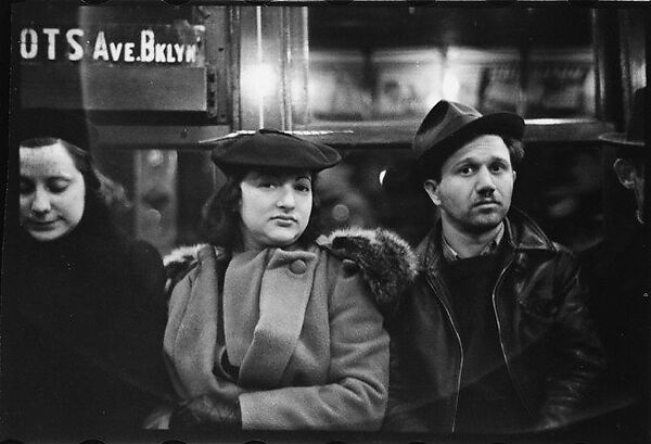 [Five 35mm Film Frames: Subway Passengers, New York City: Two Women, Man Beneath "Broadway 7th Ave Express" Sign, Man Reading Newspaper, Two Elderly Women], Walker Evans (American, St. Louis, Missouri 1903–1975 New Haven, Connecticut), Film negative