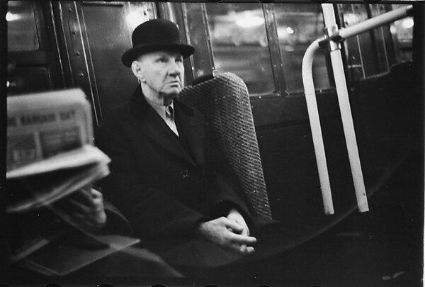 [Five 35mm Film Frames: Subway Passengers, New York City: Elderly Women, Man Reading Newspaper, Man in Bowler Hat], Walker Evans (American, St. Louis, Missouri 1903–1975 New Haven, Connecticut), Film negative