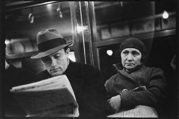 [Four 35mm Film Frames: Subway Passengers, New York City: Man in Bowler Hat, Man Reading Newspaper, Elderly Woman, Male Standee], Walker Evans (American, St. Louis, Missouri 1903–1975 New Haven, Connecticut), Film negative