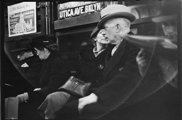 [Four 35mm Film Frames: Subway Passengers, New York City: Man in Bowler Hat, Man Reading Newspaper, Elderly Woman, Male Standee], Walker Evans (American, St. Louis, Missouri 1903–1975 New Haven, Connecticut), Film negative